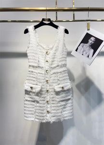 Миланское подиумное платье 2024, черное/белое с кисточками на тонких бретельках, узкие длинные платья без рукавов, праздничные платья Vestidos De Festa 30710