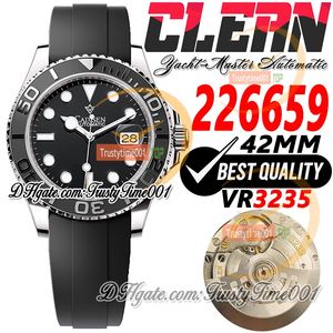 226659 VR3235 Otomatik Erkekler İzle Temiz CF Y-M 42mm 3D Seramik Çember Siyah Dial 904L Çelik Kılıf Oysterfleks Kayış Kauçuk Süper Edition Trustytime001 Bilek Kaftalı