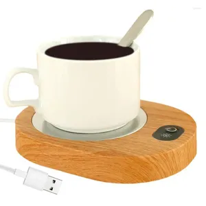 Çay tepsileri Akıllı Kahve Kupa Süt Suyu İçin Sıcak Elektrikli Isıtma USB Şarj Edilebilir Moda Ahşap Tahıl Plakası
