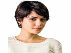 Kısa Pixie Cut Makinesi Yapımı İnsan Saç Dantel Ön Peruklar Siyah Kadınlar İçin Tam Tahliyetler Bob Style WIG7193999