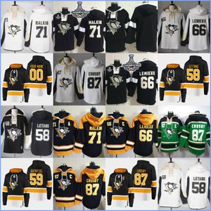 Pittsburgh''''penguinsieie 58 Letang 87 Crosby 59 Guentzel 66 Lemieux 71 Malkin Özel Hokey Formaları Erkek Kadın Gençlik
