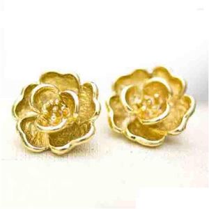 Charms 12 Pz / lotto 20 mm Vintage Rose Fiore Cappotto floreale Gambo in metallo Bottoni da cucire Intaglio decorativo Buton Bouton Scrapbooking Botones Dhw3I