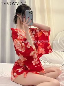 Giyim Seksi tvvovvin cosplay Japon sevimli baskı kimono yüksek bel mini elbise sıcak seksi kawaii pembe kırmızı robe kadınlar 2022 yaz j0p