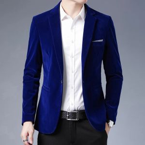 Ceket artı boyut 5xlm Sonbahar Kış Velvet Erkekler Takım Ceket Moda Erkekler Gelinlik Ceket Sıkışık İnce Blazer Resmi Gece Elbise