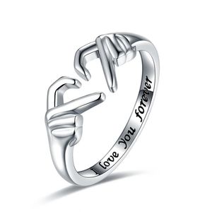 925-Sterling-Silver Aşk Kalp Ayarlanabilir İrlanda Claddagh Halkalar Dostluk Söz Vaat Mücevher Sevgililer Kadınlar İçin Sevgililer Hediyeleri Kız 240306