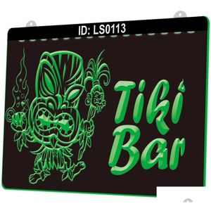 Светодиодная неоновая вывеска Ls0113 Tiki Bar 3D гравировка Светодиодная вывеска вся розничная торговля015027004 Прямая доставка Освещение Освещение Праздничное освещение Dhpnc