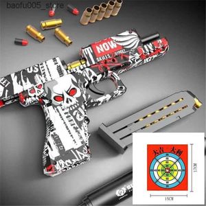 Kum Oyun Su Eğlencesi Glock M1911 Graffiti Toys Gun Shell Ejecti Airsoft Tabanca Yumuşak Kurşun Erkek Kızlar Açık Hava Spor CS Atış Silahı Q240307