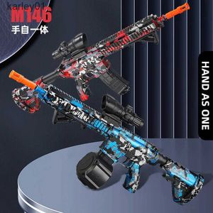 Gun Oyuncak Toy Gun 7.4V Yüksek Hızlı Patlama M416 Jel Ball Turuncu fiş ve açık içi etkileşimli ebeveyn-çocuk oyunları için çift dergi. SAM YQ240307