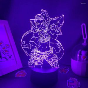 Gece Işıkları Ligi League of Legends Oyun Figürü Jinx 3D LED Neon Işık Oturma Odası Renkli Dekor Lav Lamba Hediyeleri Çocuk İçin