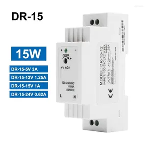 Akıllı Ev Kontrolü DC 12V 24V Anahtarlama Güç Kaynağı Ray Tipi Küçük Hacim DR-15-0.63A 1.25A 5V 15V Transformatör 15W