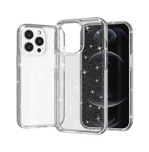 İPhone 13 Pro MAX CASE'ler için Glitter Hybrid Hard PC Yumuşak TPU Şok geçirmez koruyucu kapak9488200