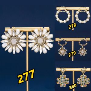 Brincos de flor de cristal com pétala de pérola, acessórios de joias femininas com saco de pó original, fornecimento de caixa