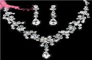 Stok 2022 Yüksek Kaliteli Lüks Kristaller Jewerly İki Parça Küpe Kolye Rhinestone Düğün Gelin Setleri Takılar Set8894294