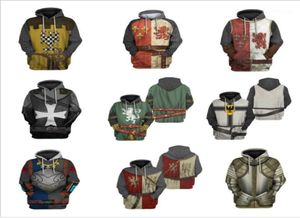 Men039s толстовки мужские крутые 3D принты средневековый рыцарь римский воин солдатская форма косплей винтажные рыцари тамплиеры P5408275