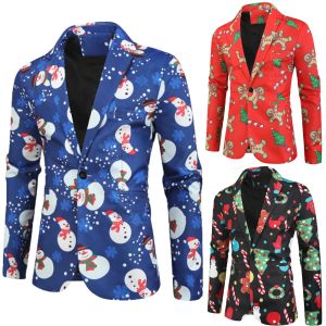 Elbiseler 3d baskı Noel blazer ceket erkekler uzun kollu blazers kış baskılı moda adam komik sosyal iş elbise takım elbise blazer ceket