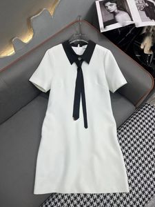 Milan runway vestido 2024 branco/preto lapela pescoço mangas curtas faixas finas vestidos longos férias de festa 30812
