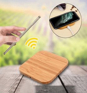 Ormanlık Bambu Kablosuz Şarj Cihazı Ahşap Ahşap Pad Qi Hızlı Şarj Dock USB Kablo Tablet İPhone 11 için MAX Samsung Note10 Plus9461523