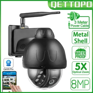 Qettopo 4K 8mp Full Metal 5G WiFi Gözetim Kamera Gece Görüşü Otomatik İzleme Su Geçirmez PTZ IP Güvenlik Camhi