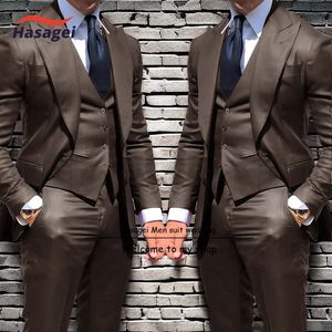 Деловой мужской костюм, комплект из 3 предметов, официальная куртка, брюки, жилет, приталенный свадебный смокинг жениха, пиджак с лацканами, мужской пиджак 240304