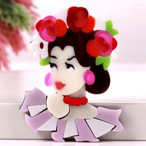 Broşlar sevimli akrilik antik kostüm bayan kadınlar için çiçekler güzellik kız figür rozetleri broş pimleri ofis mücevher aksesuarları