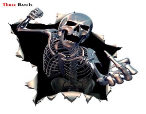 Three Ratels ALWW20213 15x15 см металлический злой скелет череп с бородой Премиум забавные авто наклейки car1776919