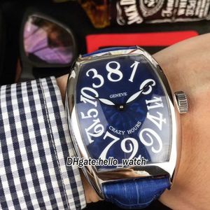 New Crazy Hours 8880 CH Blue Dial Asian 2813 Automatic Mens Watch Silver Case Blue Leather Strap Cheap 8Style Gents Relógios 230H292H