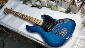 5-струнная электрическая джаз-бас-гитара синего цвета, клен, гриф, пламенный клен, быстрая доставка