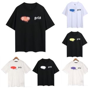 Palms Angels Tişörtlü Erkek Gömlek Sprey Boyama Graffiti Mektup Baskı Erkek ve Kadınlar Kısa Kollu T-Shirt Trend Hip Hop Stil Şortlu Kılıf Giysileri