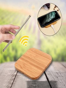 Ormanlık Bambu Kablosuz Şarj Cihazı Ahşap Ahşap Pad Qi Hızlı Şarj Dock USB Kablo Tablet İPhone 11 için MAX Samsung Note10 Plus5336028