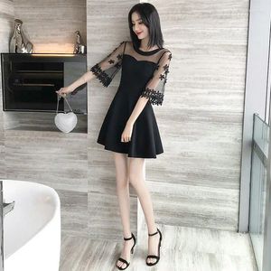 Parti Elbiseleri Kadınlar Elbise Mini Gece Kulübü Giyim Siyah Fantezi Kısa Kadın 2024 Mesh Kore tarzı XL Gevşek X Satış Promosyonu
