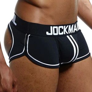 Трусы JOCKMAIL, брендовое мужское нижнее белье с открытой спиной, сексуальные трусики-боксеры с открытой спиной, хлопковые трусы-боксеры для геев