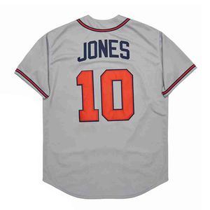 Erkek Boyut S-4XL Dikişli Gerileme Atlanta 3 Dale Murphy 6 Cox 10 Chipper Jones 8 Lopez Beyzbol Jersey