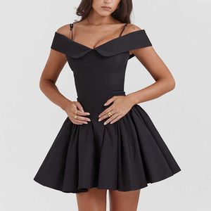İlkbahar Yaz Yeni Seksi Küçük Siyah Elbise Zarif Kardeş Bel Strap A-line elbise kadınlar için