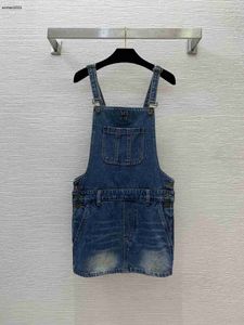 Vestido de luxo marca feminina vestidos designer denims saia das mulheres moda logotipo denim bib saia vestido jeans mar 08