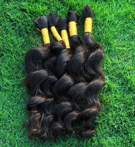 Человеческие волосы оптом без утка Перуанские распущенные волнистые волосы 3 пучка вьющиеся человеческие волосы для наращивания волос для микрокосичек Дешевое плетение Bulks2579284
