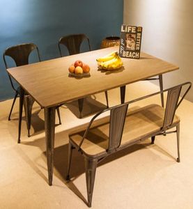 35 дней Fast TREXM Прямоугольный обеденный стол в античном стиле с металлическими ножками, состаренный черный PP036324DAA1233652