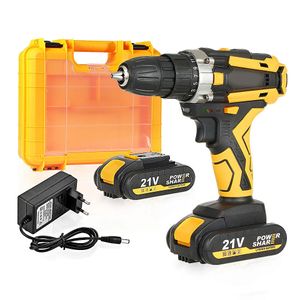 Rechargeable Cordless Drill Electric Screwdriver Lithium Battery Household Multi-function 2 Speed Power Tools