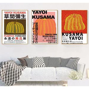 Resimler Yayoi Kusama Sanat Sergisi Posterler ve Baskılar Kabak Duvar Sanat Resimleri Müzesi Tuval Oturma Odası için Resim Dam Drut D Dhrut
