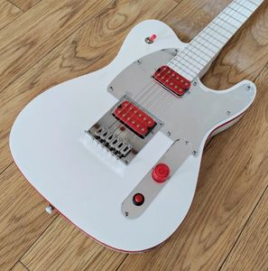 Stokta Kırmızı Öldürme Switch Arcade John 5 Hayaletler Beyaz Elektro Gitar Paslanmaz Çelik Kıvrım Kırmızı Vücut Bağlayıcı Kırmızı Pikaplar Ayna Pickguard Beyaz Lake Klavye