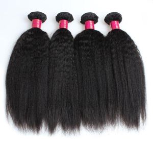 Brasileiro Kinky Straight Human Hair Weave Bundles 10A Não Processado Peruano Malaio Indiano Italiano Grosso Afro Yaki Straight Hair3791747