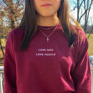 Sweatshirts Tanrı'yı ​​Seviyor İnsanları Seviyor İnsanları Sweatshirts Hıristiyan Terler Din İnanç Altakları Kadın Moda Günlük Saf Pamuk Manevi Tops