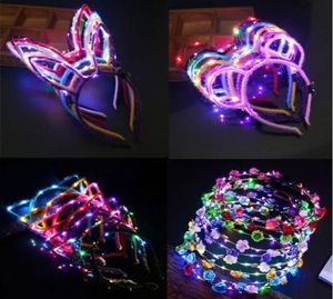 10 PCSSET Bütün Lüminesans Headdress Kedi Kulak Tavşan Kulak Saç Bant Led Flash Bebek Kız Kafa Bantları Oyuncaklar2618771