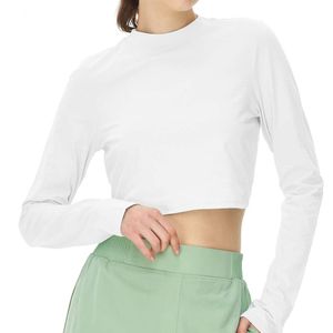 LU-021 Swallowtail Yoga Uzun Kollu Üst Kadın T-Shirt Spor Rahat Nefes Alabilir Fitness Egzersiz Giyim Spor Kıyafetleri