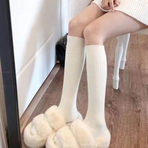Kadın Çorap Çok Diz Yüksek Kadın Çorapları Düz ​​Renk Elastik Pamuk Uzun Japon Tarzı Termal Buzağı Bayanlar Kızlar
