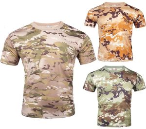 Camo Taktik Gömlek Kısa Kollu Kuru Kuru Savaş Tshirt Men039S Kamuflaj Askeri Ordu T Shirt Açık Hava Avı Gömlek7543455
