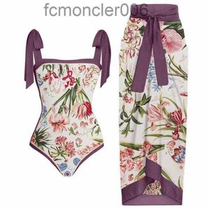 Maiô de uma peça com estampa floral, saia colorblock, férias, praia, vestido sexy, designer, trajes de banho para mulheres, QCZS