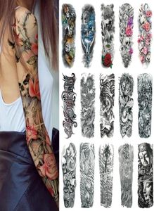 100 листов, большая рука, рукав, татуировка, водостойкая временная татуировка в виде лотоса, мужская татуировка с полным цветком, боди-арт Girl9730544