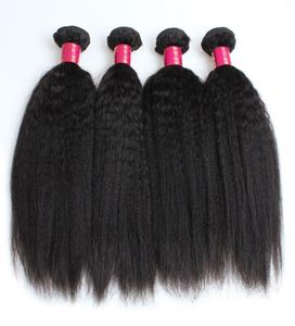 Brasileiro Kinky Straight Human Hair Weave Bundles 10A Não Processado Peruano Malaio Indiano Italiano Grosso Afro Yaki Cabelo Liso 9078617