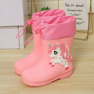 Großhandel individuell bedruckte rosa Kinder-Regenstiefel, wiederverwendbare Modedesigner-Sicherheits-PVC-wasserdichte Kinder-Regenstiefel für Mädchen