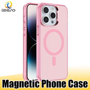 Capa magnética compatível com MagSafe para iPhone 15 14 13 12 11 8 7 TPU PC Slim Resiste a arranhões Capas à prova de choque izeso